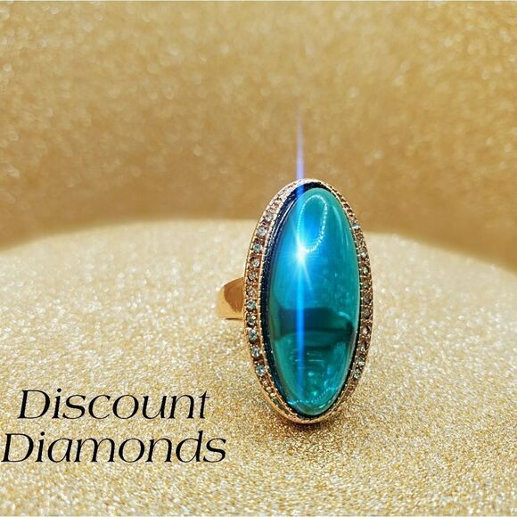 CLEARANCE -18K Rose Gold Marquise Emerald & White Baguette Diamond Cocktail Ring - Picture 3 of 5